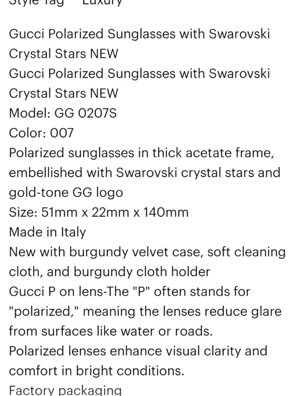 Gucci Black Oversized Round Sunglasses Full Inclusion NWT Made In Italy - Picture 11 of 11